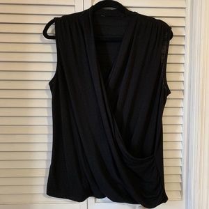 Black Crossfront Ruched Knit Top